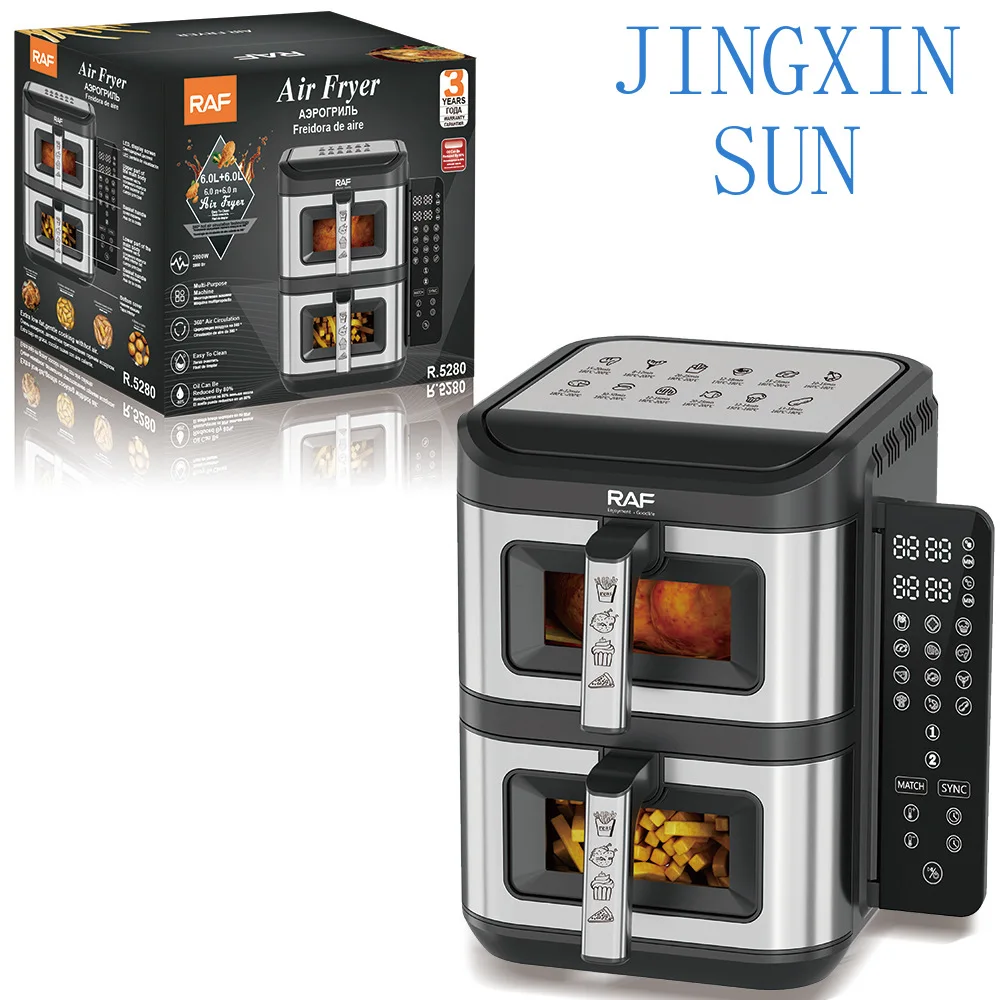 RAF 12L Large Capacity Multifunctional Intelligent Oil-Free Smoke-Free 2800W Double-Layer Air Fryer for Household for air
