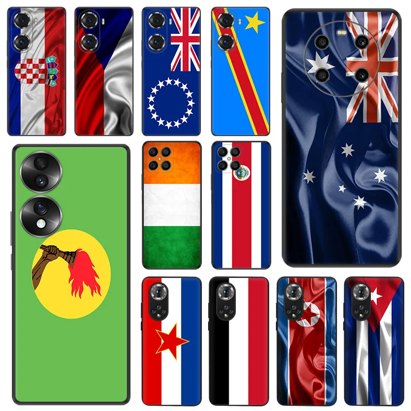 Black Matte Phone Cases for Honor X8b X8 X7 X6 a X9 b 90 70 Magic5 Australia Congo Cook-IS Huawei P40 P30 P20 Psmart Soft Cover