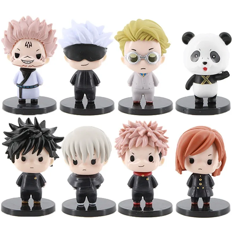 

8pcs Cartoon Jujutsu Kaisen Handmade Tiger Staff Yuren Seven Seas Building Man Gojo Wu Fu Black Hui Wild Rose Panda Ornament