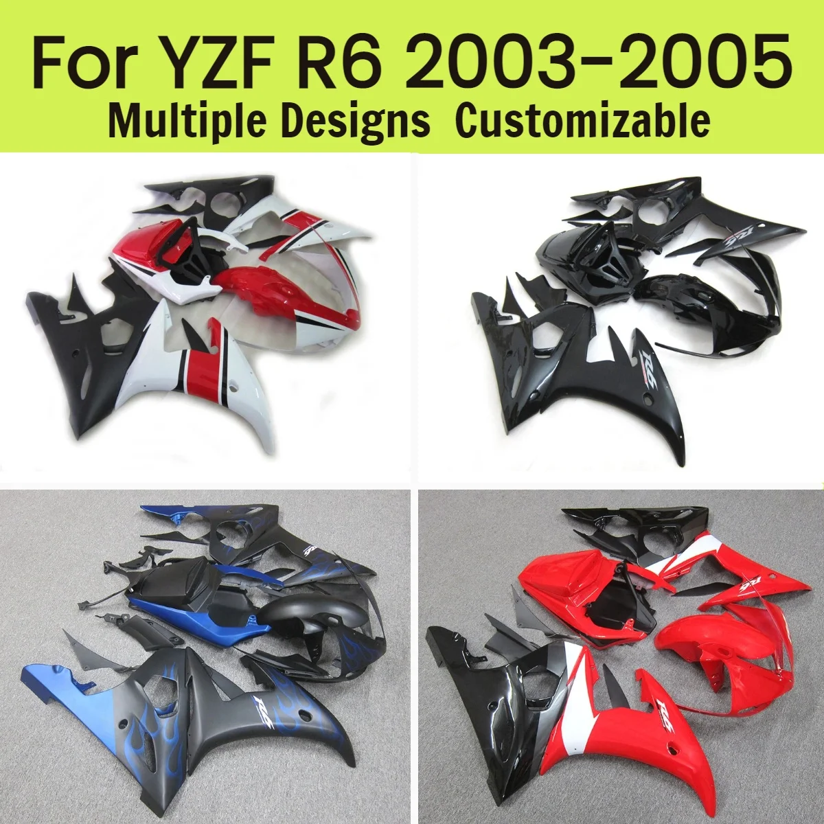 YZFR6 2003 2004 2005 Full Fairings for YAMAHA YZF R6 03 04 05 Aftermarket Motorcycle Injection Fairing Kit