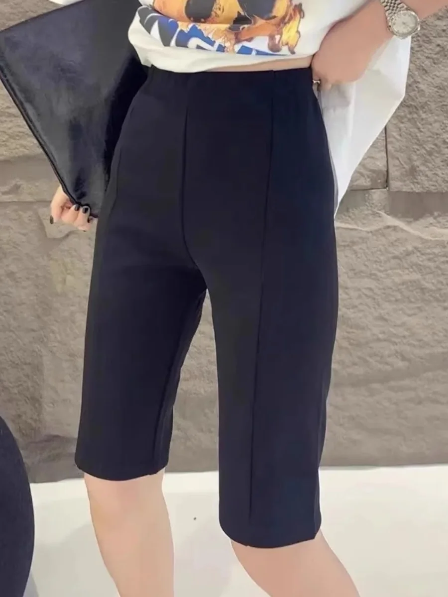 Pantalon d'équitation taille haute cinq-quarts pour femmes, début d'automne, taille élastique, jambe droite, couche de Base, orts