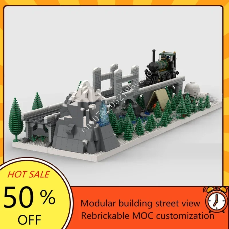 1947PCS MOC Winter Forest Train Express locomotive Model Building Block Architecture DIY Education Assembly Sets Xmas Toys Gifts