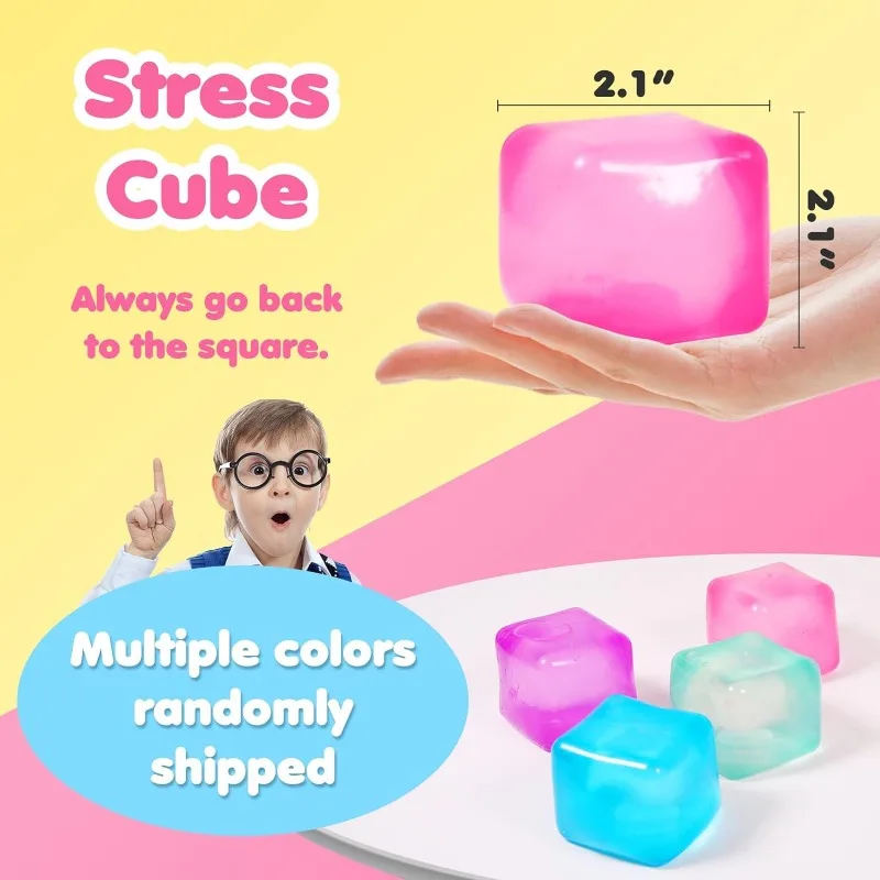 4pack Stress Cube Squishy Stress Balls for Adult Kids Sensory Fidget Toy for Your Best Mellow and Chill Ice Cubes Age 3 to Adult