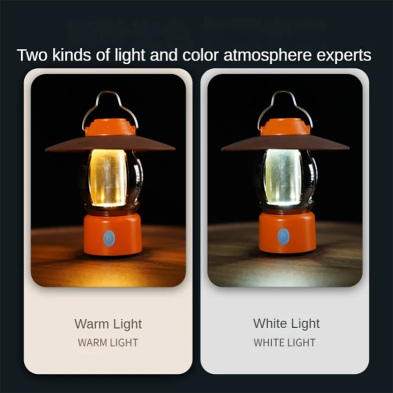 Retro Hanging Lamp Portable Camping Lamp Flashlight Multifunctional Rechargeable Lighting