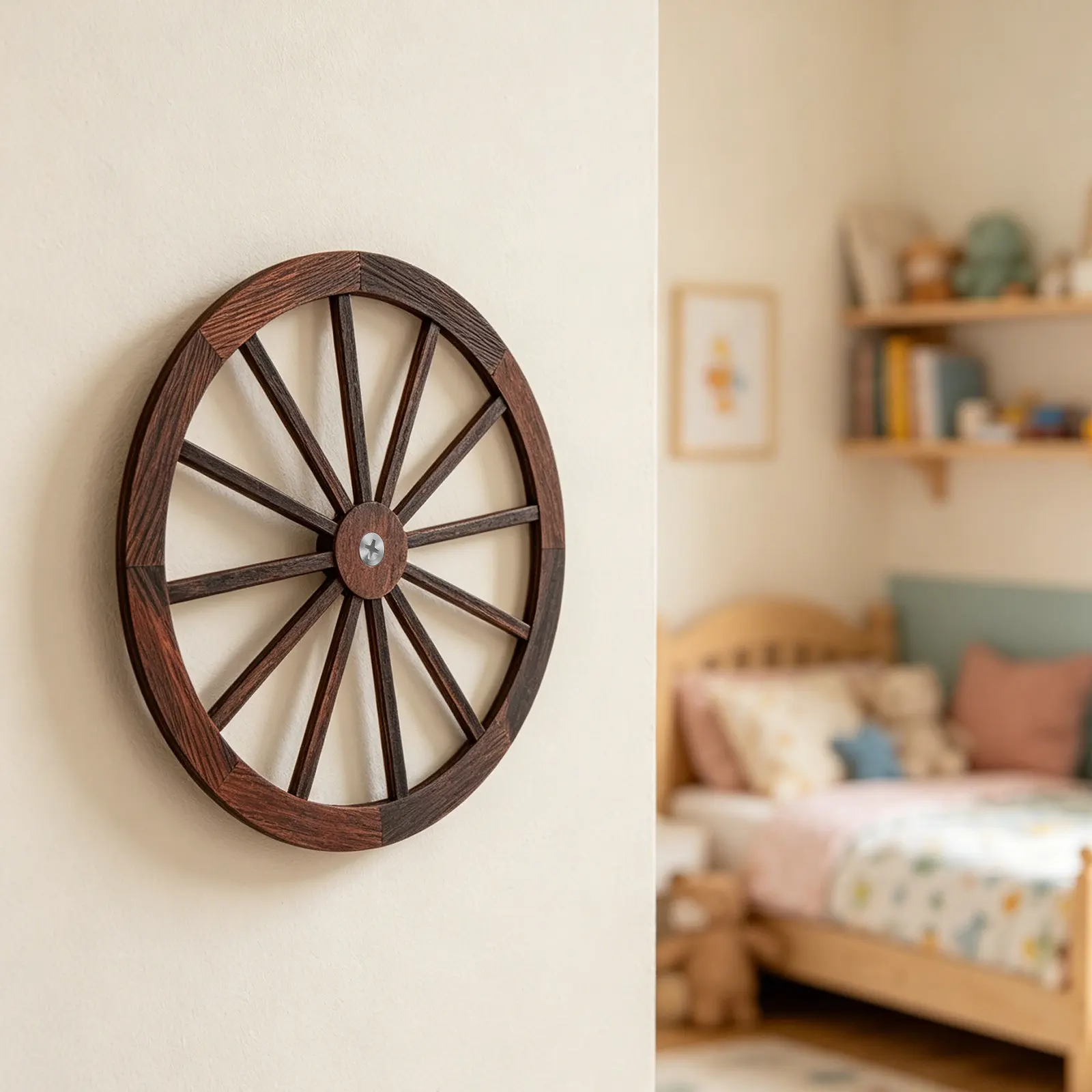 3Pcs Rustic Vintage Wooden Wagon Wheel Wall Decor Old Western Cartwheel Decoration for Garage Bar Party Vintage Wagon Wheel