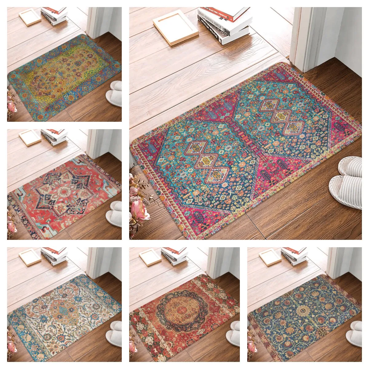 Bohemian Style Mandala Pattern Printed Flannel Floor Mat Bathroom Decor Carpet Non-Slip For Living Room Kitchen welcome Doormat