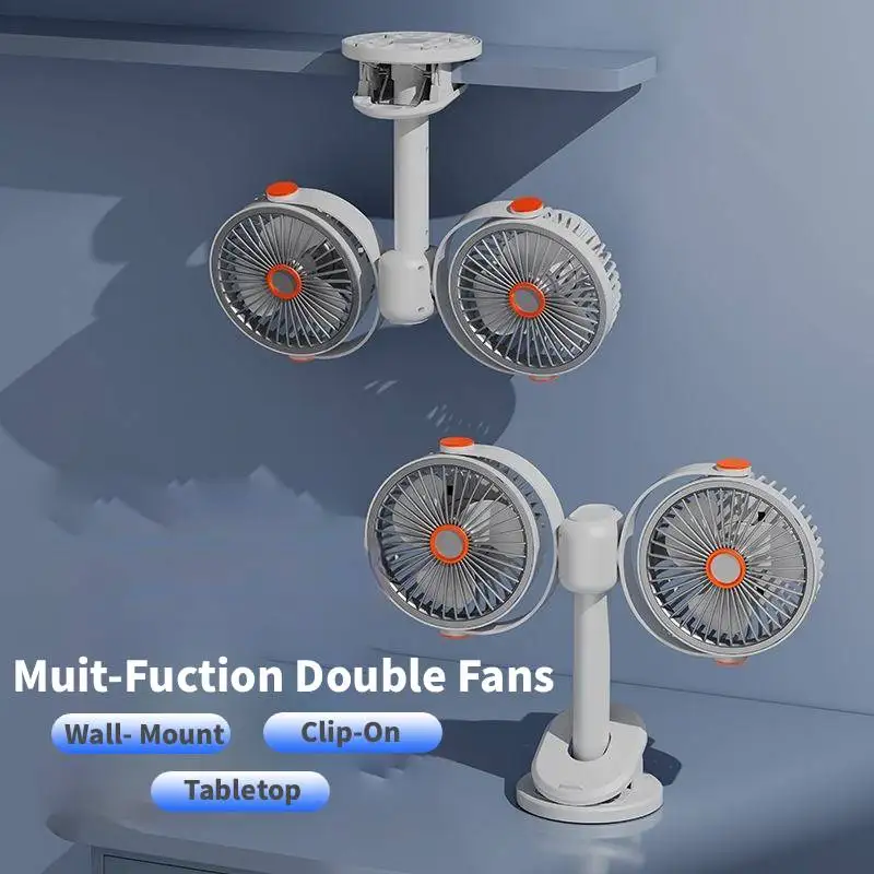 Clip-on fan can be clipped to the bracket, can be independently controlled, five-speed adjustable, foldable, battery-powered