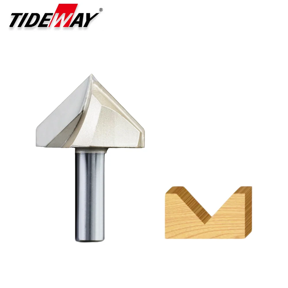 

Tideway 90° V Router Bit 1/2 Inch Shank V Groove Milling Cutter Carbide CNC Engraving Bit for Wood MDF