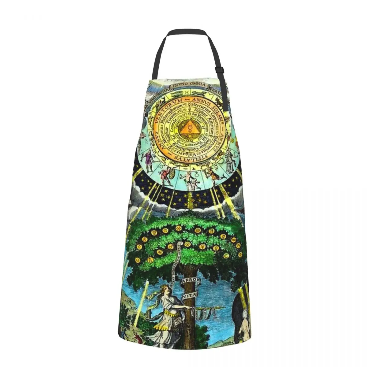 ALCHEMICAL HERMETRIC And MYSTICAL EMBLEMS PRINT Fashion Dacron Kitchen Aprons For Woman Men Chef Work