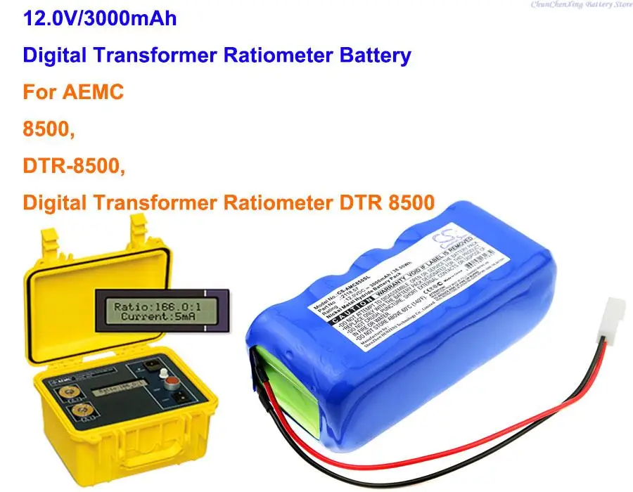 3000mAh Battery 2118.57 for AEMC 8500, DTR-8500, Digital Transformer Ratiometer DTR 8500