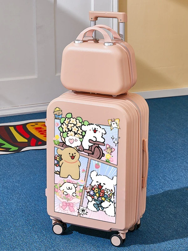 

2025 New Travel Suitcase Mother-Child Zipper Lo Wheel Bag for Men And Women Student Che-In 4 Inch Password Storage Box