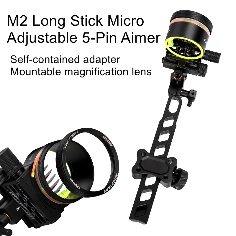 Bow and Arrow AccessoriesMetal Long Stick 5-Pin AimWith AdapterFits Multiple ScopesM2 Fine Tuning 5-Pin Aims