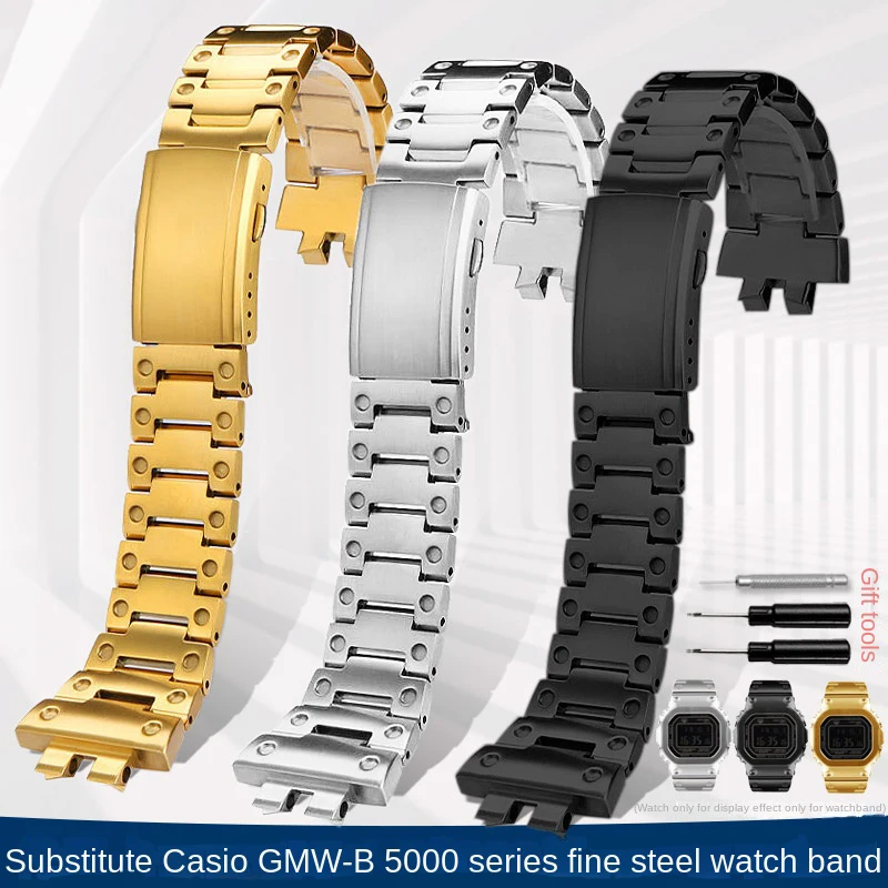 

For Casio G-SHOCK GMW-B5000 Small Square WatchBand 316L Solid Stainless Steel Watch Chain Male Watch Strap 26*14MM Bracelet Gold