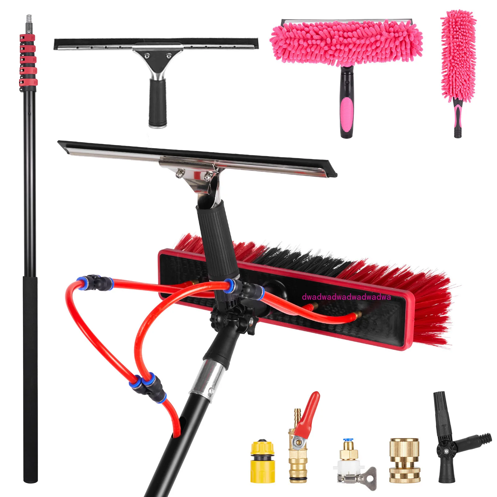 30 FT Window Cleaning Pole Water Fed Brush Kit 9 Meters Telescopic Extendable Solar Panel Washing Tool