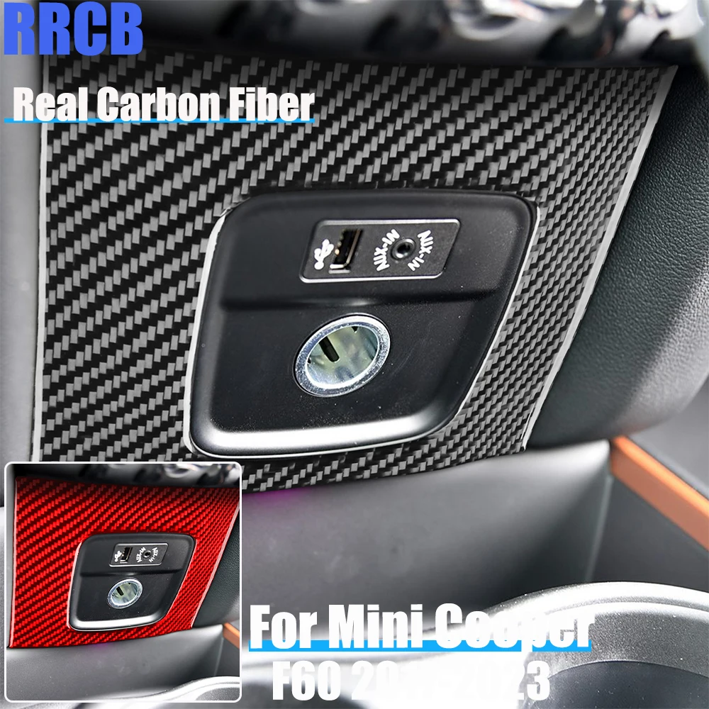 

Real Carbon Fiber Car Accessories Center Console Charger Panel Trim Soft Cover Sticker For MINI F60 Countryman/Cooper 2017-2023