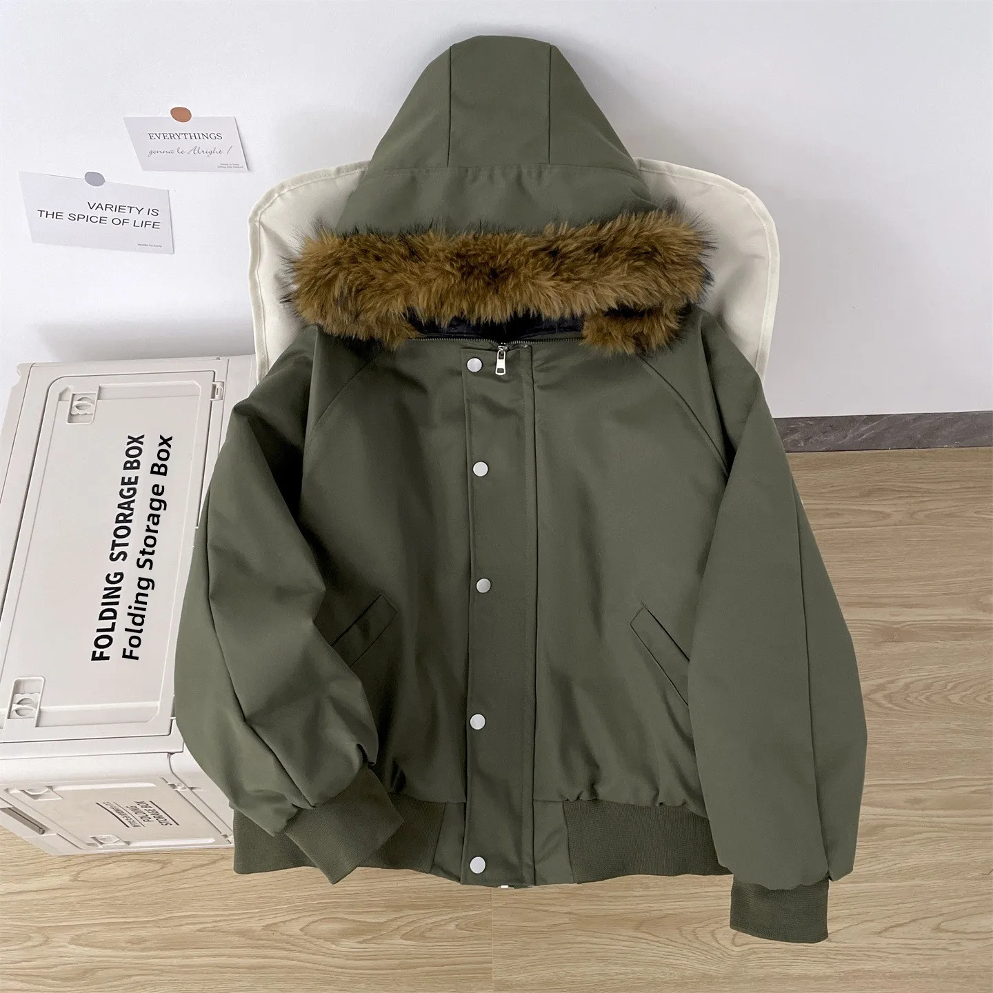 

American Retro Cleanfit Thiened Hooded Jaet with Large Fur Collar ex Casual Workwear Outerwear Youth Faion