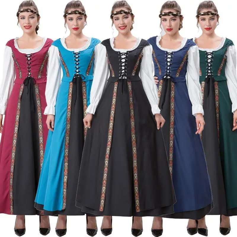 

Европейский Sle Court Long Dr Хэллоуин Косплей Сценический Костюм Королева Принц Винтажный Наряд Танец Mei