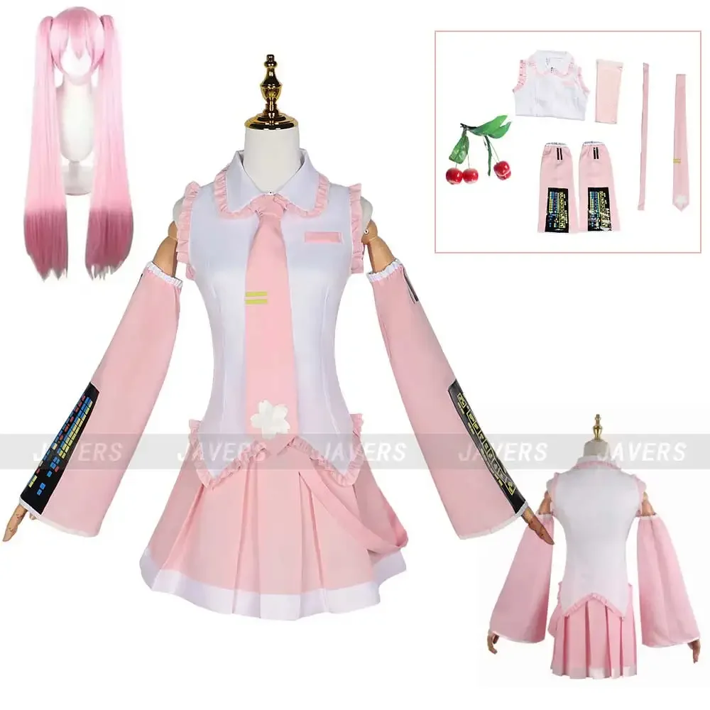 Pink Miku Cosplay Costume Hatsune Miku Regular C Suit Wig Jk School Skirt Uniform Girls Performance Suit Cos Roleplay Outfits