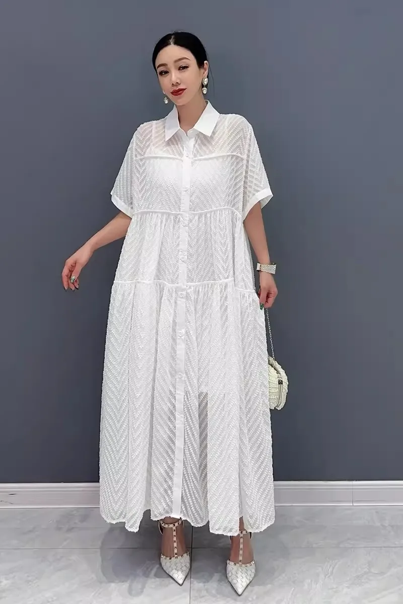 Summer New Elegant Loose Long Dresses For Women White Club Party Dress Female Wholesale