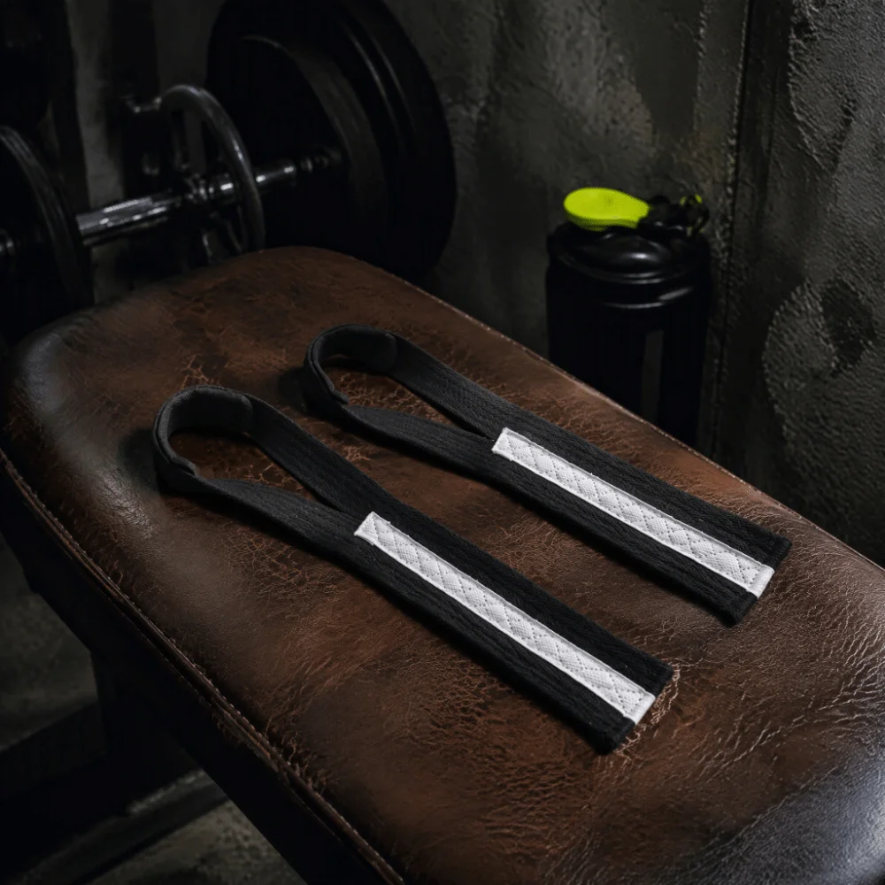 2pcs Polyester-Cotton Blend Weightlifting Wrist Strap Neoprene Black Wrist Support Strap Fine Edging Tidy Stitching Grip Strap