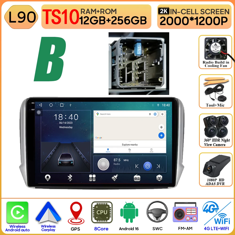 Android 16 GPS Navigatie Voor Peugeot 2008 208 Serie 2012 - 2018 Carplay Autoradio Multimedia Speler Stereo Video BT 2 k Scherm