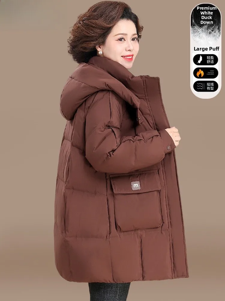 

Winter Faion down Jaet Women's plus Size Mid-Length Fce Lined Durable Polyester Cotton Blend Zipper Closure Coat