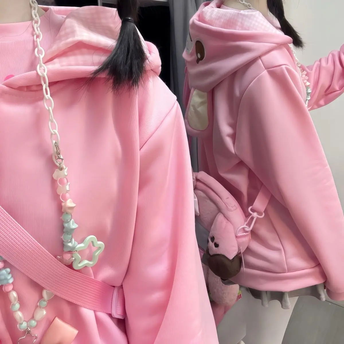 اليابانية الكرتون Mp التطريز ابنة الملابس Jojifuku لطيف هوديس المرأة الخريف جديد كل مباراة واحدة الصدر سترة