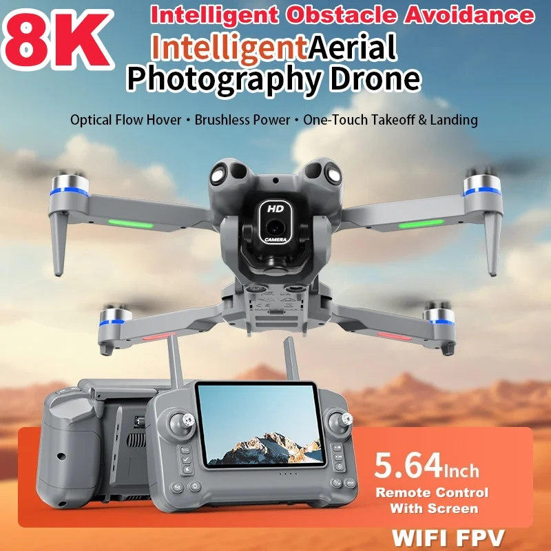 Brushless Drone 8K ESC Camera 5.6in Remote Control With Screen Obstacle Avoidance Optical Flow Positioning WIFI FPV Quadcopter
