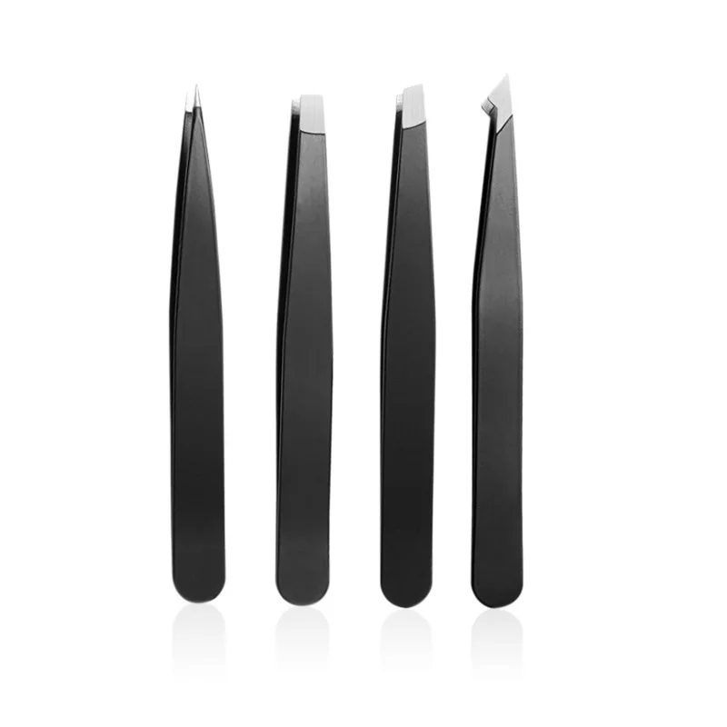 4 Piece Professional Tweezers Set Eyebrow Hair Removal, Beard Plucking, Stainless Steel Angled Tweezers Tools Hair Removal Tool view 5