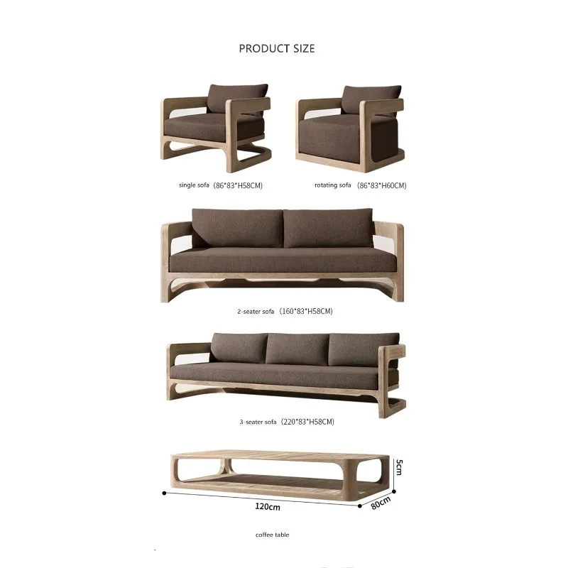 Sofa leisure waterproof courtyard garden coffee table outdoor teak sofa sun protection 5