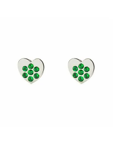 Earrings girl white gold 9k emerald heart