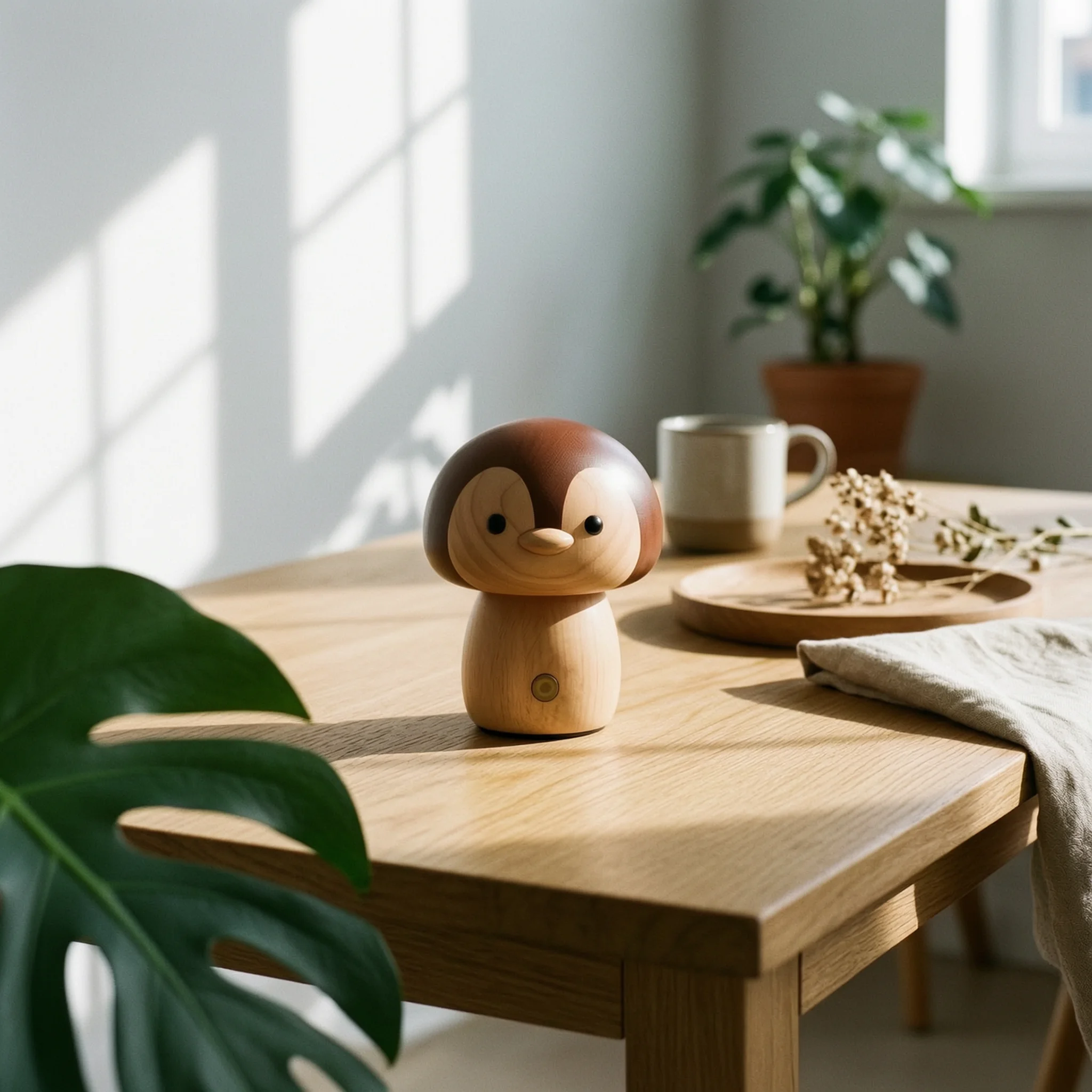 Penguin Night Light Compact Penguin Lamp Wooden Night Light Portable Desk Ornament Freestanding for Children, Nursery