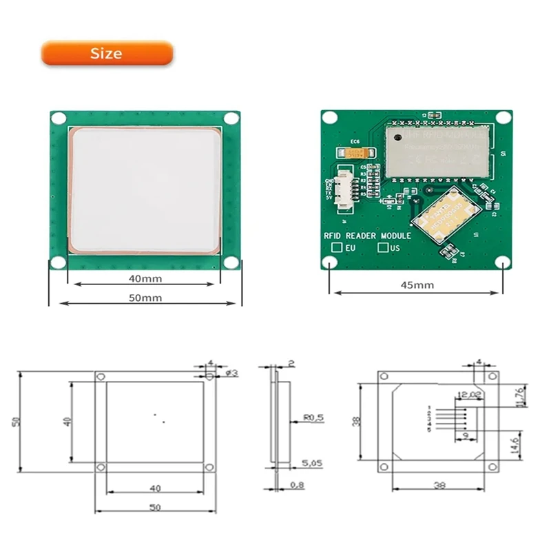 35X35mm 1Dbi Antenna Integrated 868-928Mhz All-In-1 UHF RFID Module(1Dbi EU USB) Durable