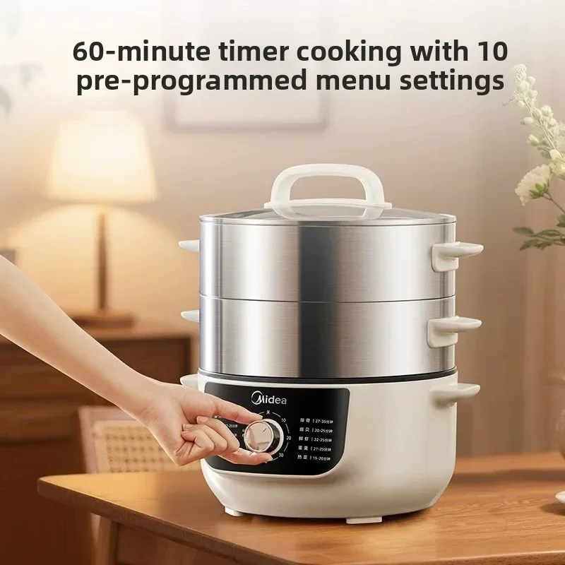 Midea Three Layer Large Capacity Detachable Washable Stainless Steel Electric Steamer Cooker Multi Layer Large Capacity