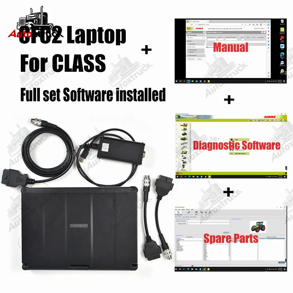 CFC2 Laptop Truck tractor Full set FOR CLAAS CDS + spare parts + manual CANBUS MetaDiag CLASS agriculture diagnostic tool