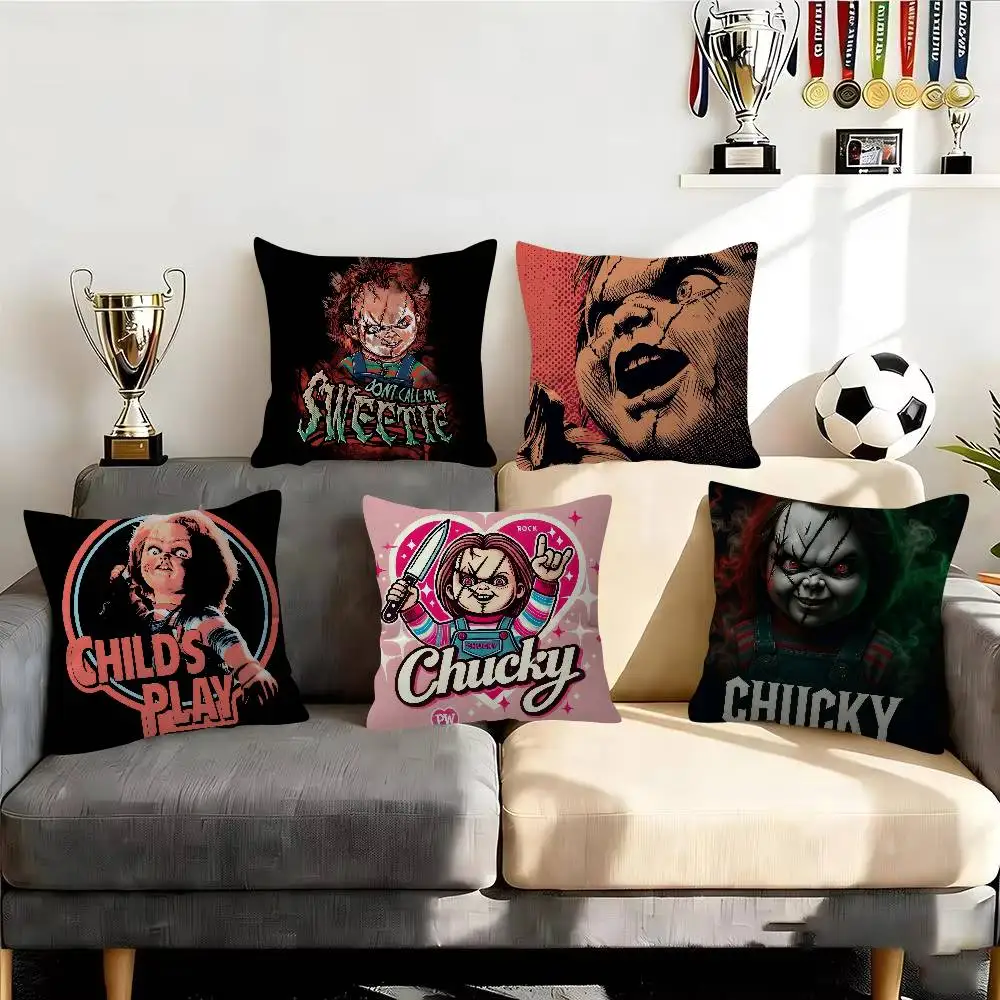 Movie c-Chucky Horror Decorative Room Aesthetics Pillow Case Home Decor Bedroom Sofa Bed Pillow Cover 45x45