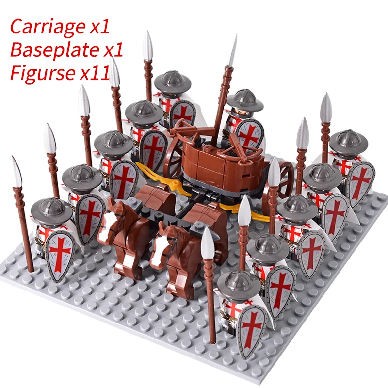 Medieval Knights mini Action Figures Building Blocks Roman Spartan Chariot Carriage Soldier War Horse Bricks Toys for Kids Gifts