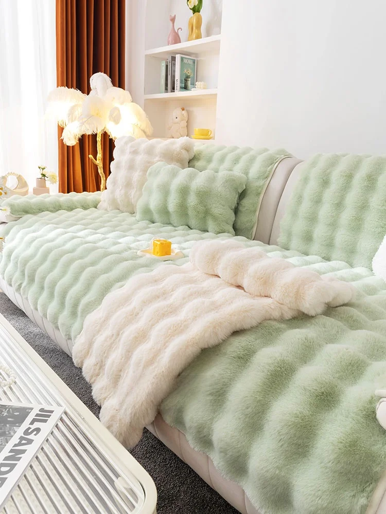 Mandarin Orange Fluffy Sofa  Cushion 1200 Toka  Scratching Dustproof Cover Nordic Style Warmth Retention Home Fabric