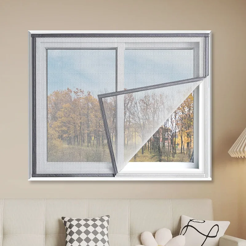Grey, household mosquito proof window mesh, self-adhesive without drilling, detachable mesh suitable for door and window mesh..