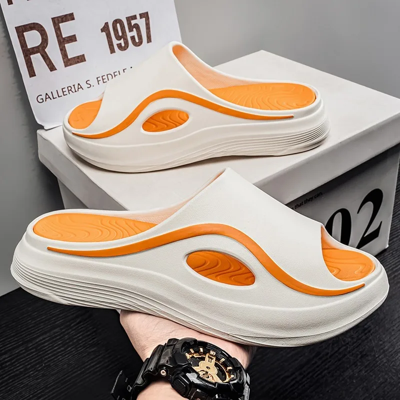 

2026 Summer Slippers for Men and Women Thick Bottom Eva Step on The Poop Feeling Outside Wear Non-slip Casual Bathroom Slippers