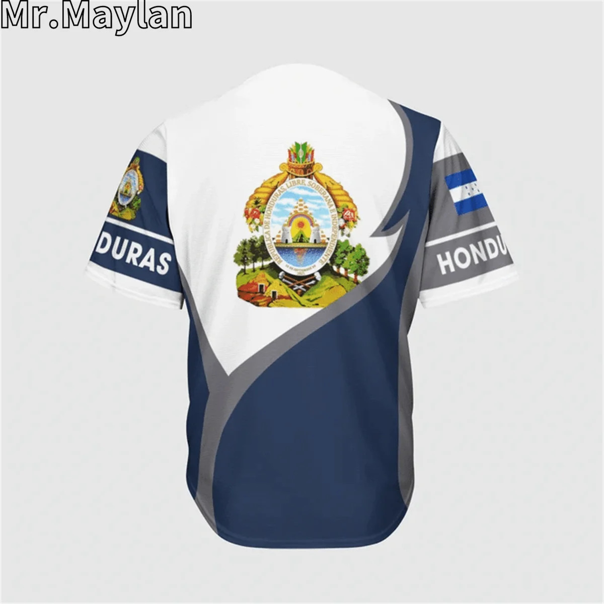 Camisa de futebol espanhol masculina, nome personalizado, azul marinho flamejante, impresso em 3D, camisas de verão, tops masculinos, streetwear extragrande