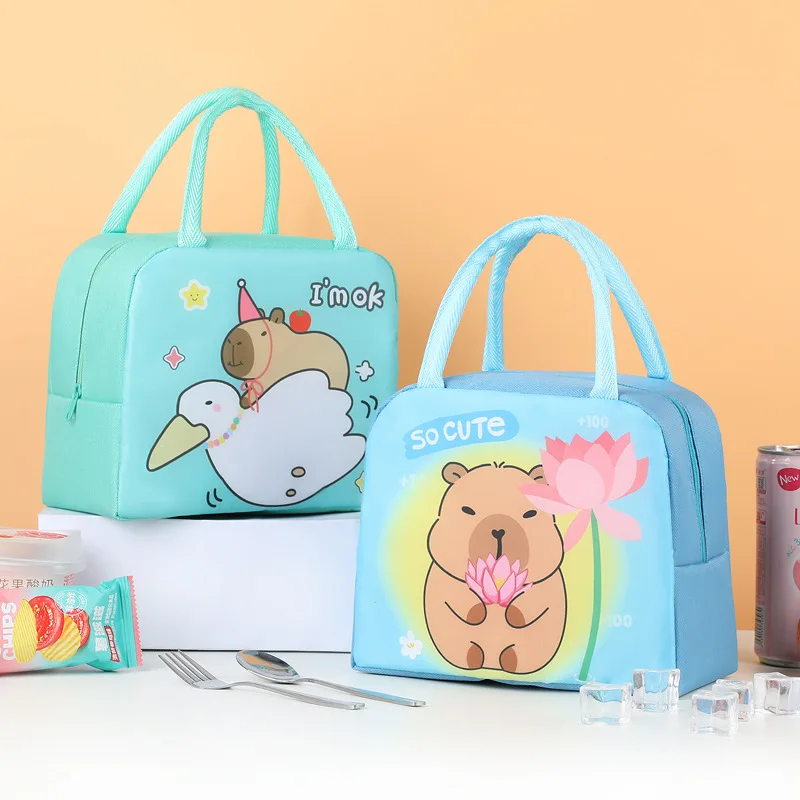 Cute 3D Cartoon Aluminum Foil Insulated Lunch Bag - Handheld Tote for Pupils & Office Workers