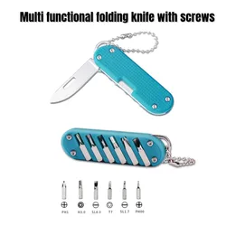 Multifunctional Outdoor Portable Folding Knife Key Knife Screw Combination Tool Portable Pocket Keychain Knife Stainless Steel