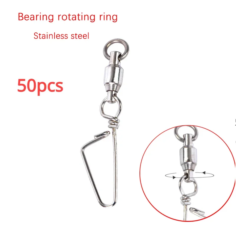 

50pcs Fishing Swivels Connector High Speed Bearing Shaft Arc Pin Stainless Steel Fishing Tackle Small Accessories pesca Gear