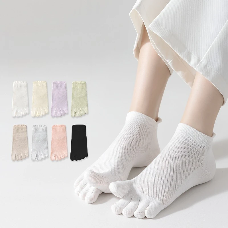 

2 Pairs Multi-color Female Split Toe Socks High Quality Five Finger Sock Summer Women's 5 Toe Socks Breathable Mesh Short Socks