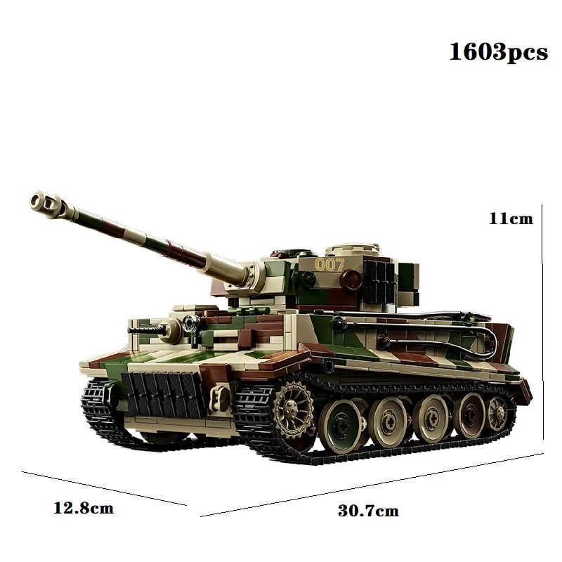 

Сборка игрушек для мальчиков, подарочный набор 97013, 1603 шт., MOC, технический Ww2, военный тигровый танк, поздняя модель 007, строительные блоки, кирпичи