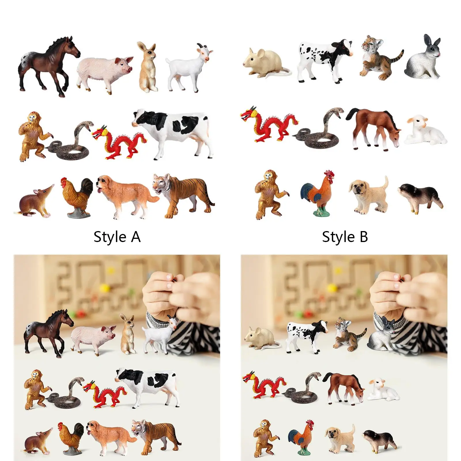 12Pcs Animals Model Lifelike Cake Topper Kids Educational Toy for Kids Toy Boys