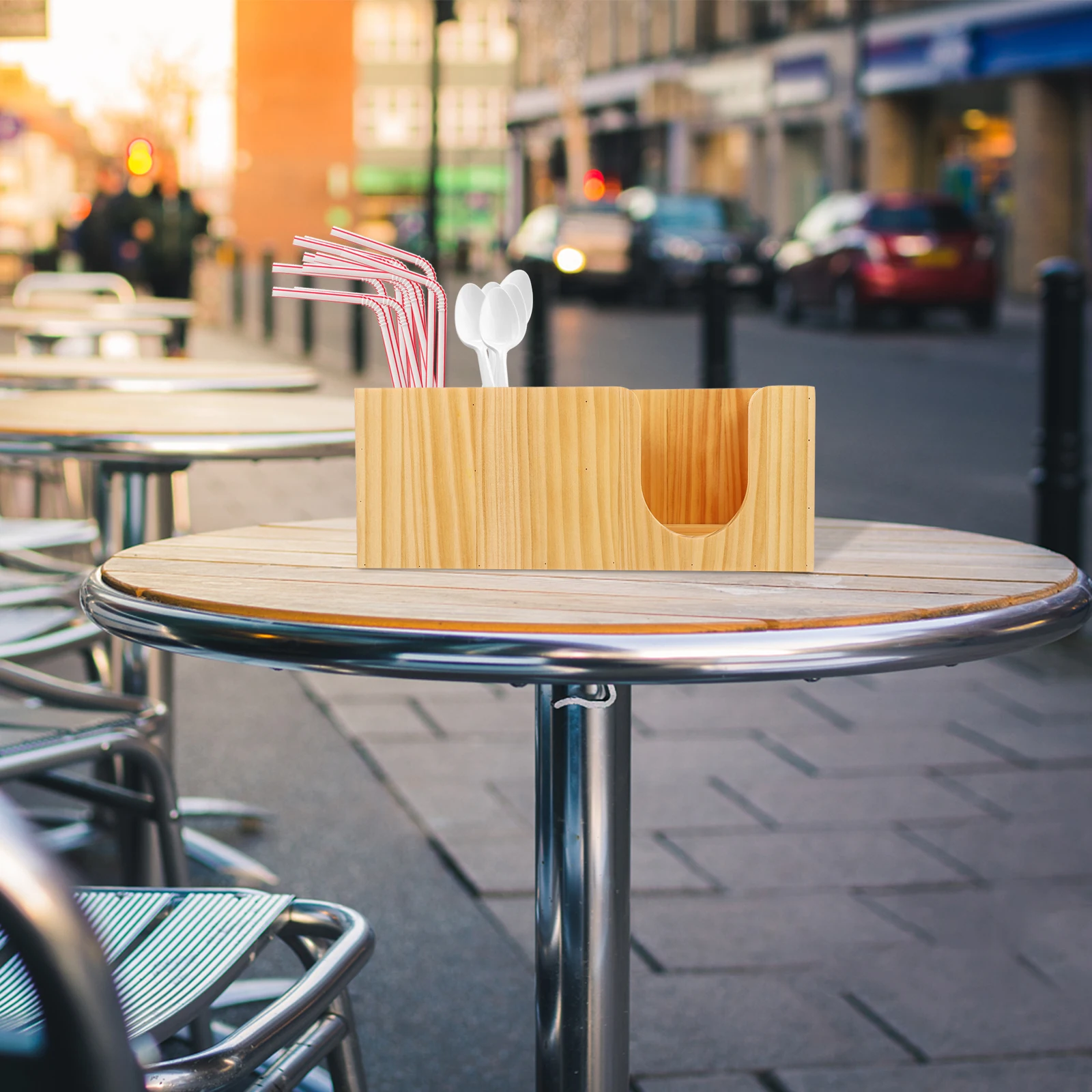 

Wooden Coffee Station Bar Supplies Storage Box Coffee Bar Accessories Countertop Organizer Sugar Bags Holder Straws Container