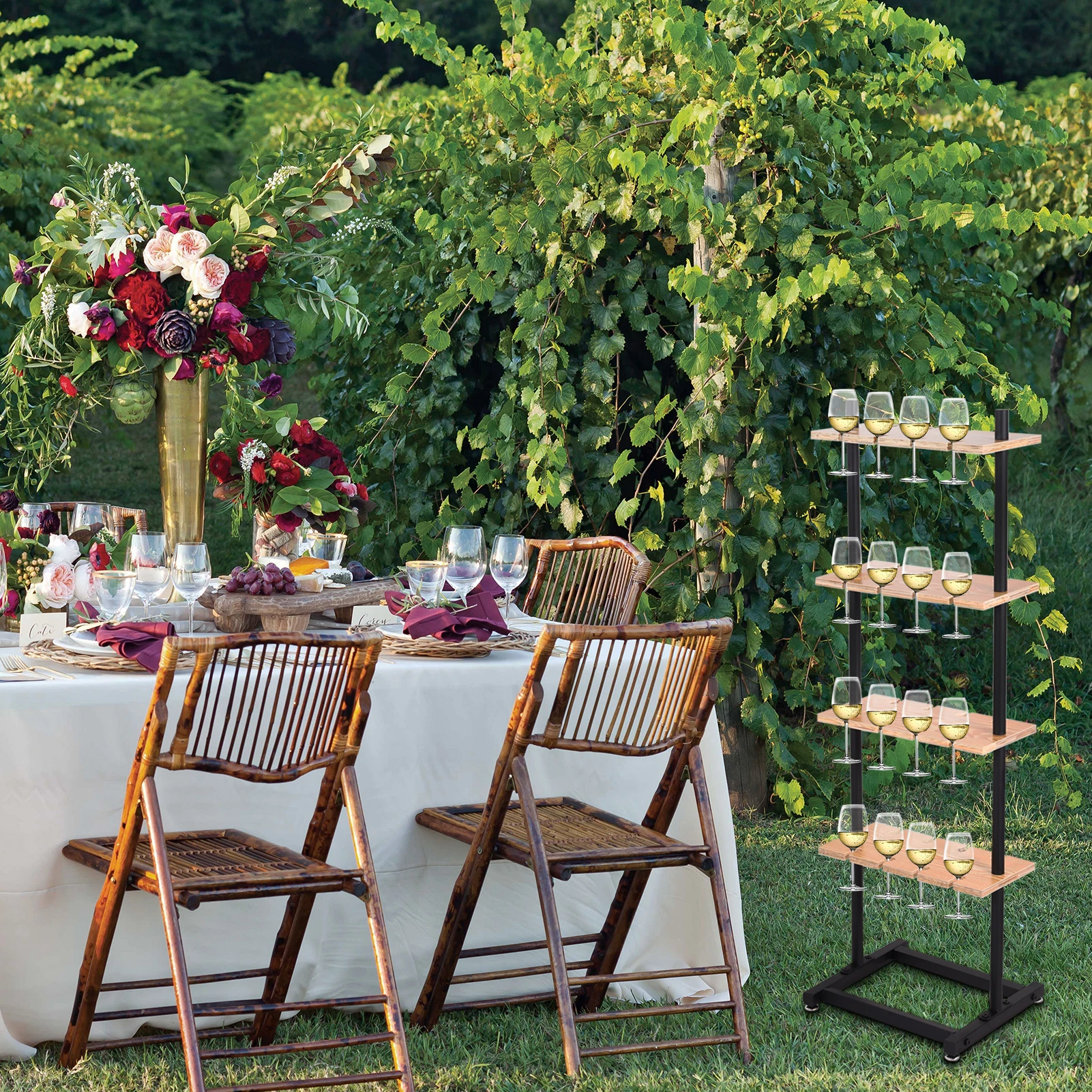 

Champagne Wall Holder,Metal Champagne Wall Stand,Modern Wine Glass Rack Champagne Tower(Wood)