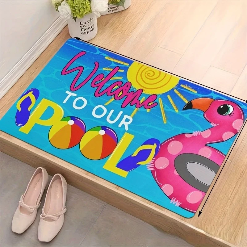 

1PC Welcome Pattern Kitchen Rug Non-Slip Door Mat Pop design Bathroom Rug Bath Mat Carpet for Home Sink Laundry ecoreeree